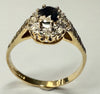 9ct gold ring with black stone and diamond size N 1/2