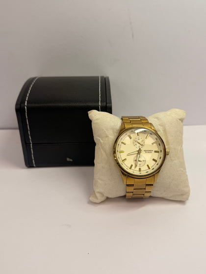 Sekonda Chronograph Champagne Dial Gold Bracelet Mens Watch 1019