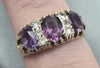 9ct Gold Ring Purple /Clear stones