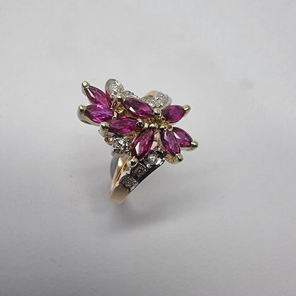 14ct Gold 0.80ct Ruby & Diamond Cocktail Style Ring - Size M (RRP £1350)