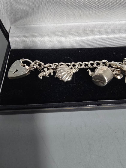 Charm B/Let Pan Ring Silver Ring 926 26.7G 8 CHARMS 8'' in length