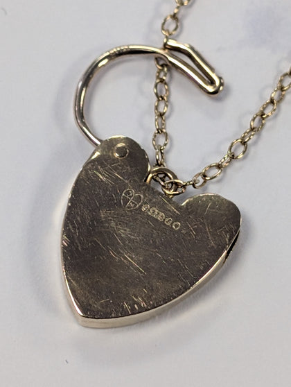 9ct gold charm bracelet with heart lock & safety chain