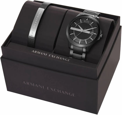 Armani Exchange Mens Watch  & Bracelet gift set AX7101