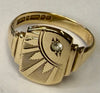 9CT Gold Patterned Sunburst Signet Ring Size R 1/2