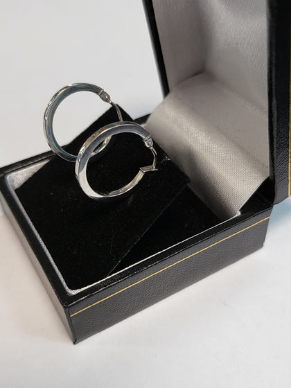 9CT White Gold Hoop Earrings - 1.05g