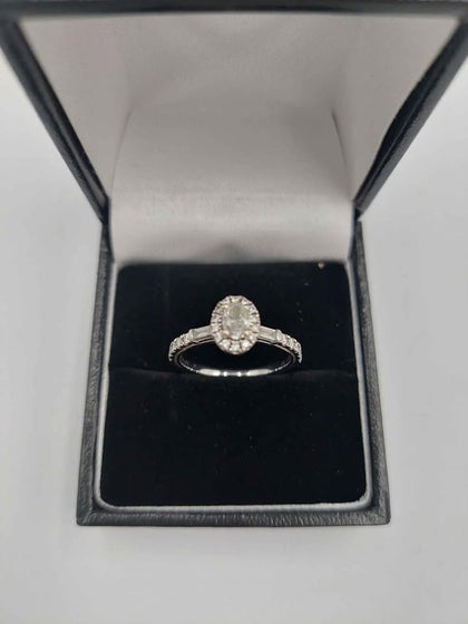 18ct 3.2g White Gold Vera Wang Love Ring With 0.58 Oval Diamond Size M