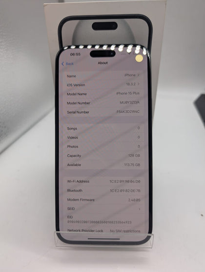 refurbished (Good) - Apple iPhone 15 Plus - 128GB - Black - Unlocked - 100%