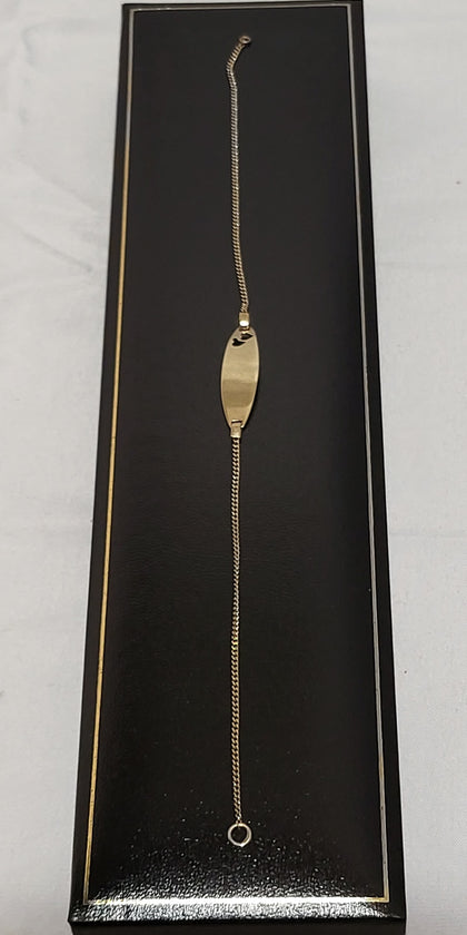 9ct Yellow Gold Delicate ID Bracelet with Heart Feature - 7.5