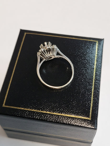 18CT White Gold Ring with Blue & Clear Stones - Size J - 3.71g total - Hallmarked