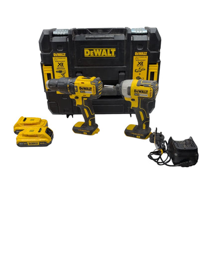 DeWalt Drill Set, Combi Drill and Impact Drill 18 Volt with 2 2.0AH Batteries, Charger and Hard Case