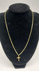 9ct Yellow Gold Thin Curb Chain Necklace With Crucifix Cross Pendant - 18" Long - 9.72 Grams