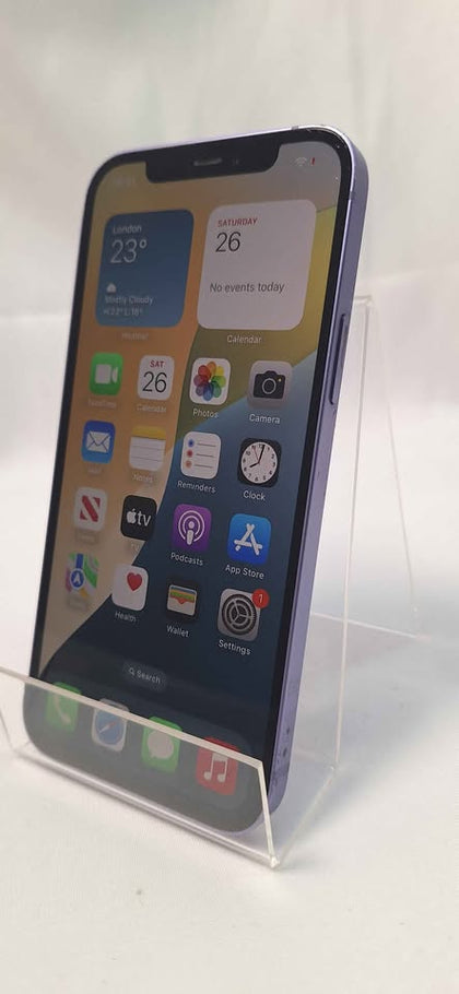 Apple Iphone 12 Mobile Phone - 64GB SSD - Purple - Open Unlocked - Unboxed *CRACKED BACK*