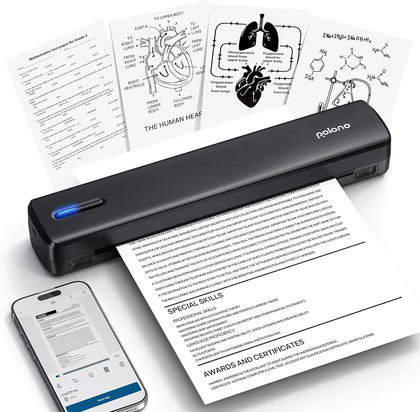 POLONO D810 Portable Bluetooth Thermal A4 Printer, Black **Collection Only**