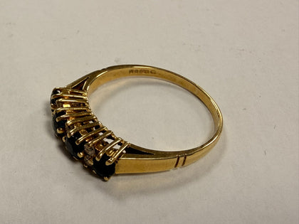 18ct ring sapphire and white stones (no hallmarks for diamond or cubic)