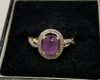 9CT gold ring with purple stone (N)