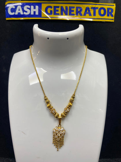 22ct Gold Chain and C/Z Pendant 11.42g 16