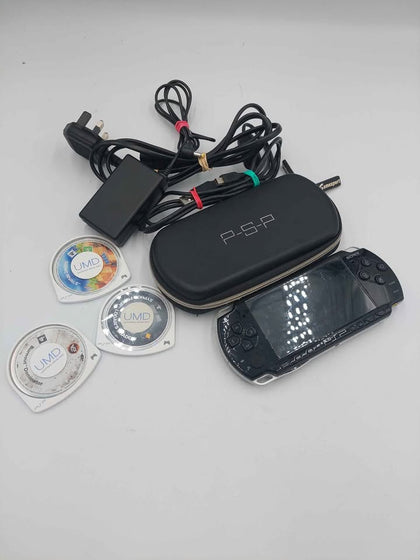PSP Original Console, Black With Case & 3 Loose Games