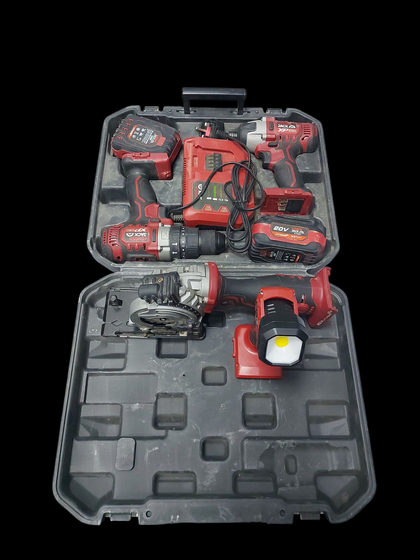 lumber jack plunge saw - lps89l no battery - lumber jack drill set x2 2 batteries lumber jack light LT1000 - no battery bundle with carry case