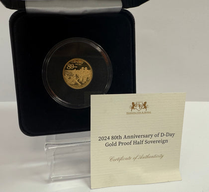 22ct 2024 King Charles III 80th Anniversary of D-Day Gold Proof Half Sovereign