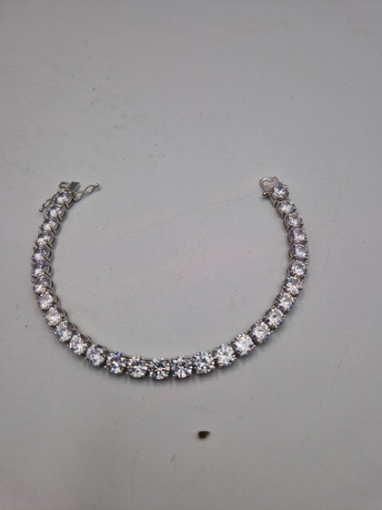 925 Sterling Silver Cubic Zirconia Bracelet - 6mm Wide - 8