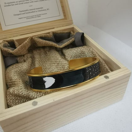 Brackish Alba Rooster Feathers 24K Gold Plated Bracelet, with Original Protective Case & Bag