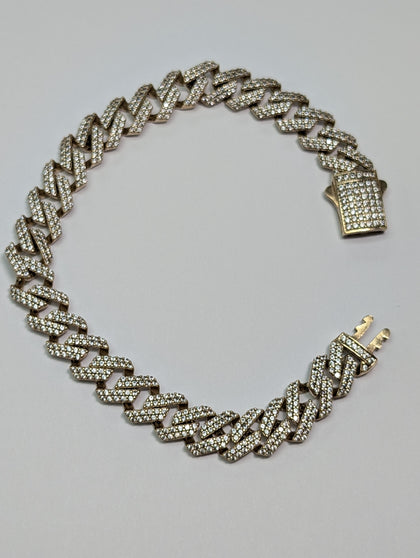 9ct Gold H Link Bracelet  With Stones