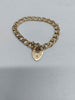 9ct Yellow Gold Curb Chain Bracelet With Heart Clasp - 8" Long - 20.23 Grams