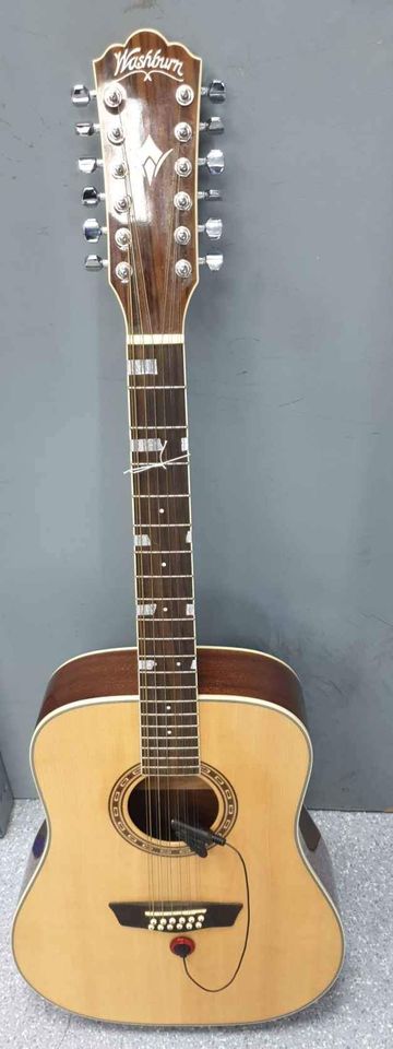 Washburn WD10S  12 string acoustic guitar with carry case **collection only**.