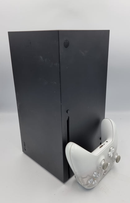 Microsoft Xbox Series X 1TB black console with white controller unboxed with all leads