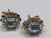 9ct Gold Diamond & Blue Stone Earrings