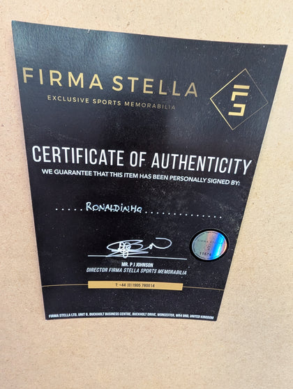 Beckett Authenticated Signed Ronaldinho Framed Football Shirt