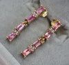 9ct Gold Earrings Drop with Pink/Clear Stones