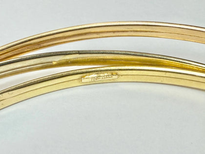 18ct yellow/white/rose gold interlinked trio bangle