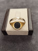 9ct Yellow Gold Oval Black Stone Gents Signet Ring - Size Q