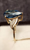 9ct Yellow Gold Large Blue Stone Ring - Size o