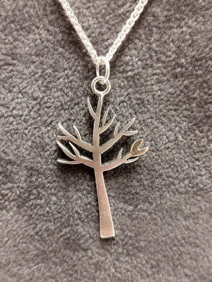 Linda McDonald Hand made Sterling Silver & 9ct Gold Tree of Life Necklace
