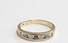 9CT - Yellow Gold Band Ring With Black And White Cubic zirconia Stones - 1.64g - size K - Hallmarked