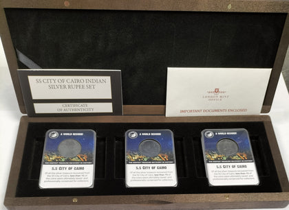 Silver Indian Rupees S.s. City Of Cairo Wwii Shipwreck 3 Coin Set.