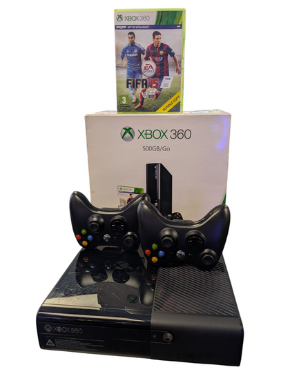 Xbox 360e console boxed with 2 controllers
