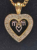 9ct 325 willow gold chain with mum hart pendant with white stones 7.0g Boxed 24" hallmarked