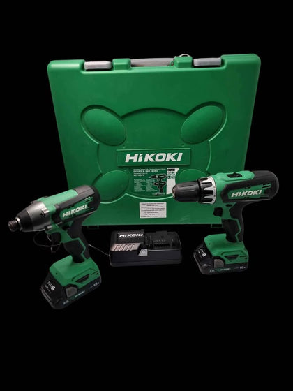 Hikoki KC 18DFX 18v Cordless Combi Drill & Impact Driver Kit With 2x 2.0ah Batts & Charger