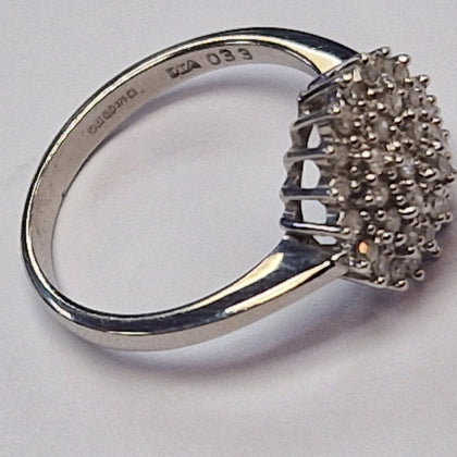 9CT WHITE GOLD DIAMOND CLUSTER RING SIZE M.5 PRESTON STORE