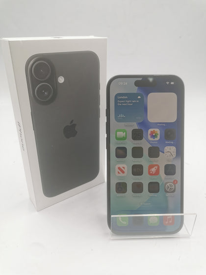 Apple iPhone 16 128GB Black, Unlocked to ANY SIM (100% Battery Health, 16 Cycle Count) - With Original Box