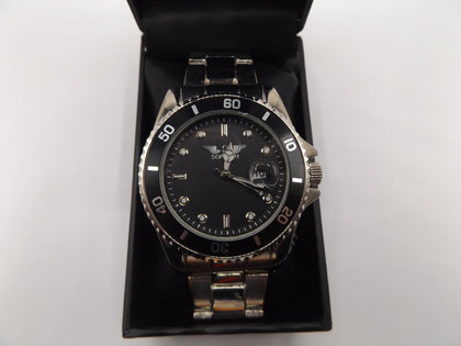 Softech Sliver watch with Black Face