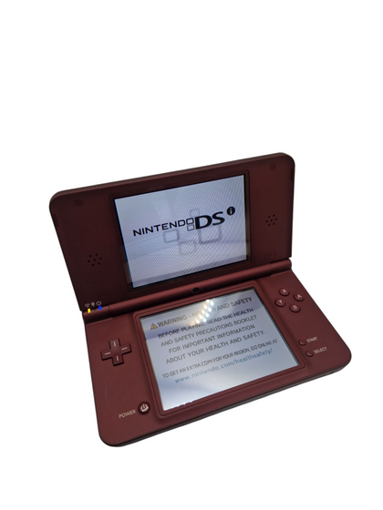 NINTENDO DS XL CONSOLE, WINE RED, UNBOXED, NO PEN, CHARGER INCLUDED