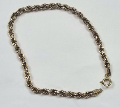 9ct Gold Rope Bracelet 8