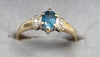 9ct Gold Ring Daimond/Blue Topaz Size N1/2