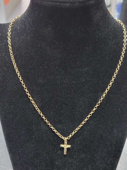 9ct Yellow Gold Belcher Chain And Crucifix Pendant - 6.04G - 15