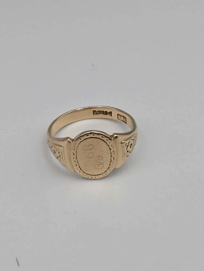 9ct Yellow Gold Mens Flat Signet Ring - Size X - 6.63 Grams
