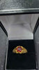 9ct gold ring with red stone, weight 3.26, ,size p.